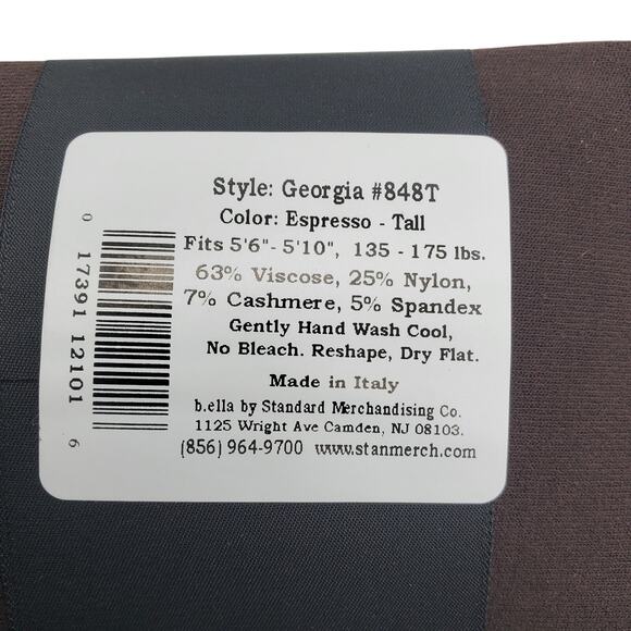 Italian Cashmere Tight Espresso Brown TALL B.ella Georgia Viscose Blend NWT Luxe - Picture 6 of 6